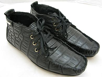 купить зимний макасин из кожи крокодила на овчине